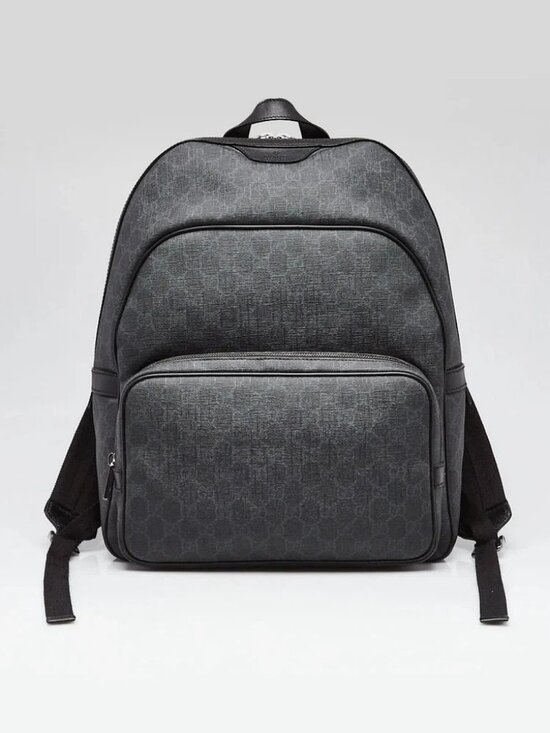 Gucci Black/Grey GG Supreme Coated Canvas Backpack Bag main image 5